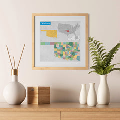 Ezposterprints - Oklahoma (OK) State - General Reference Map - 12x12 ambiance display photo sample