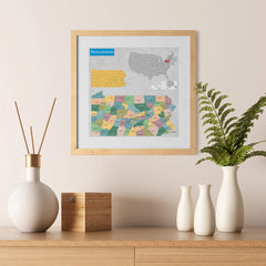 Ezposterprints - Pennsylvania (PA) State - General Reference Map - 12x12 ambiance display photo sample