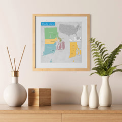 Ezposterprints - Rhode Island (RI) State - General Reference Map - 12x12 ambiance display photo sample