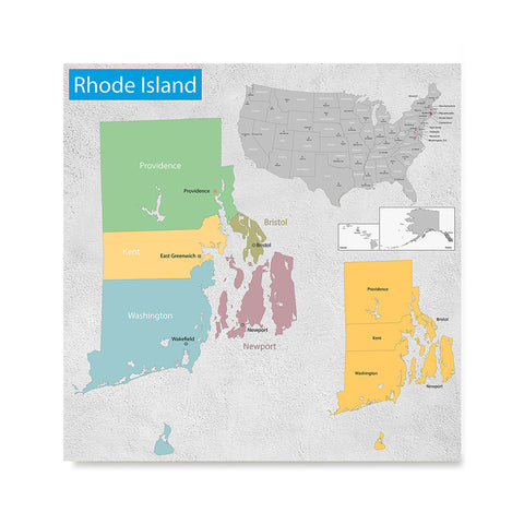 Ezposterprints - Rhode Island (RI) State - General Reference Map