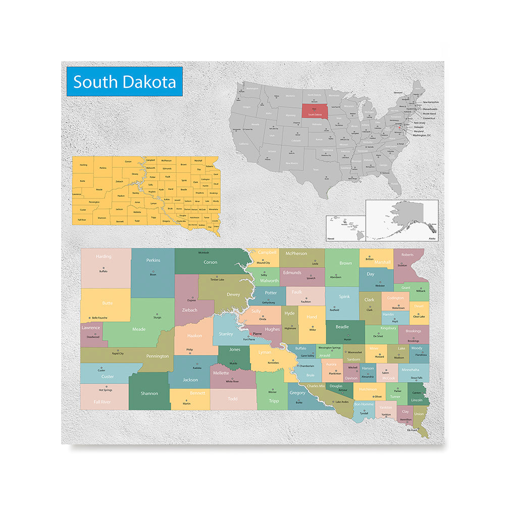 Ezposterprints - South Dakota (SD) State - General Reference Map