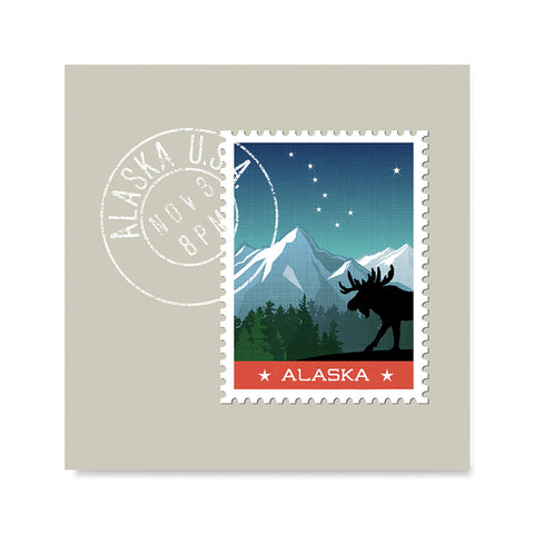 Ezposterprints - ALASKA - Retro USA State Stamp Posters Collection