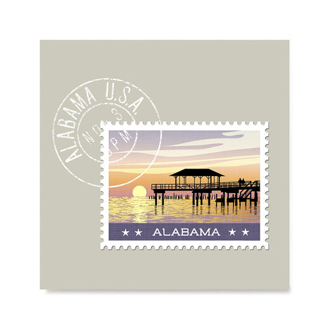 Ezposterprints - ALABAMA - Retro USA State Stamp Posters Collection