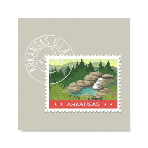 Ezposterprints - ARKANSAS - Retro USA State Stamp Posters Collection