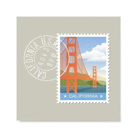 Ezposterprints - CALIFORNIA - Retro USA State Stamp Posters Collection
