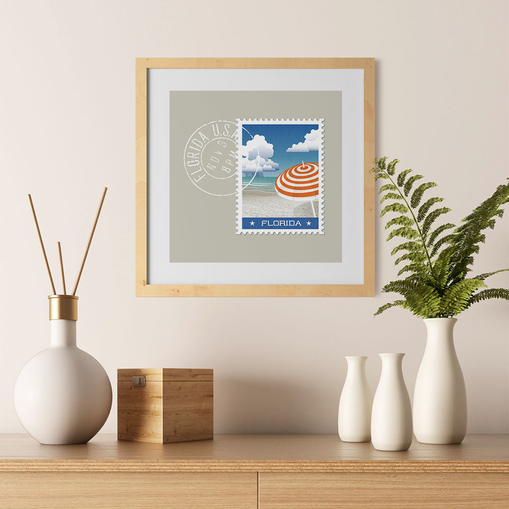 Ezposterprints - FLORIDA - Retro USA State Stamp Posters Collection - 12x12 ambiance display photo sample