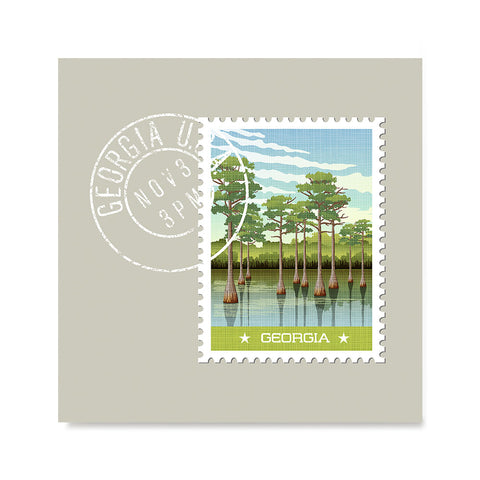 Ezposterprints - GEORGIA - Retro USA State Stamp Posters Collection