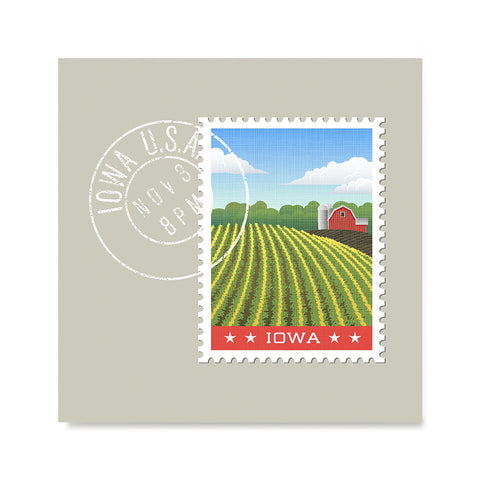 Ezposterprints - IOWA - Retro USA State Stamp Posters Collection