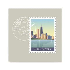 Ezposterprints - ILLINOIS - Retro USA State Stamp Posters Collection