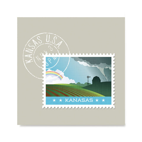 Ezposterprints - KANSAS - Retro USA State Stamp Posters Collection