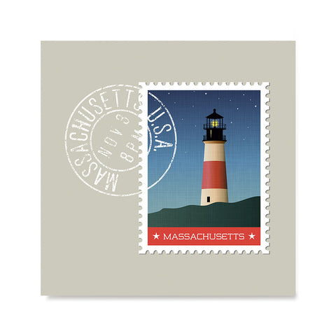 Ezposterprints - MASSACHUSETTS - Retro USA State Stamp Posters Collection