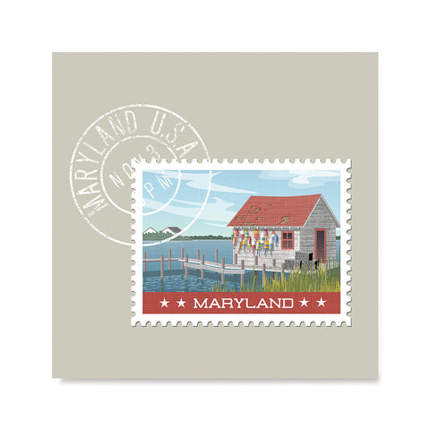 Ezposterprints - MARYLAND - Retro USA State Stamp Posters Collection