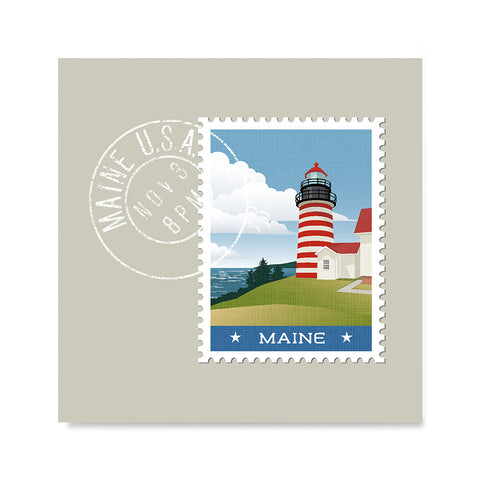 Ezposterprints - MAINE - Retro USA State Stamp Posters Collection