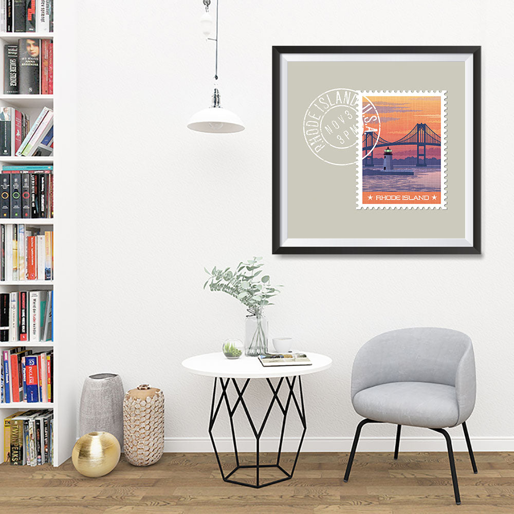 RHODE ISLAND, Retro USA State Stamp Posters Collection | EzPosterPrints.com