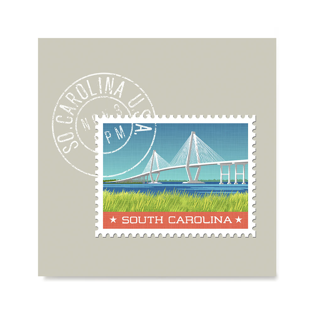 Ezposterprints - SOUTH CAROLINA - Retro USA State Stamp Posters Collection