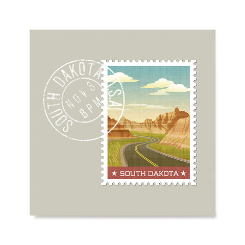 Ezposterprints - SOUTH DAKOTA - Retro USA State Stamp Posters Collection