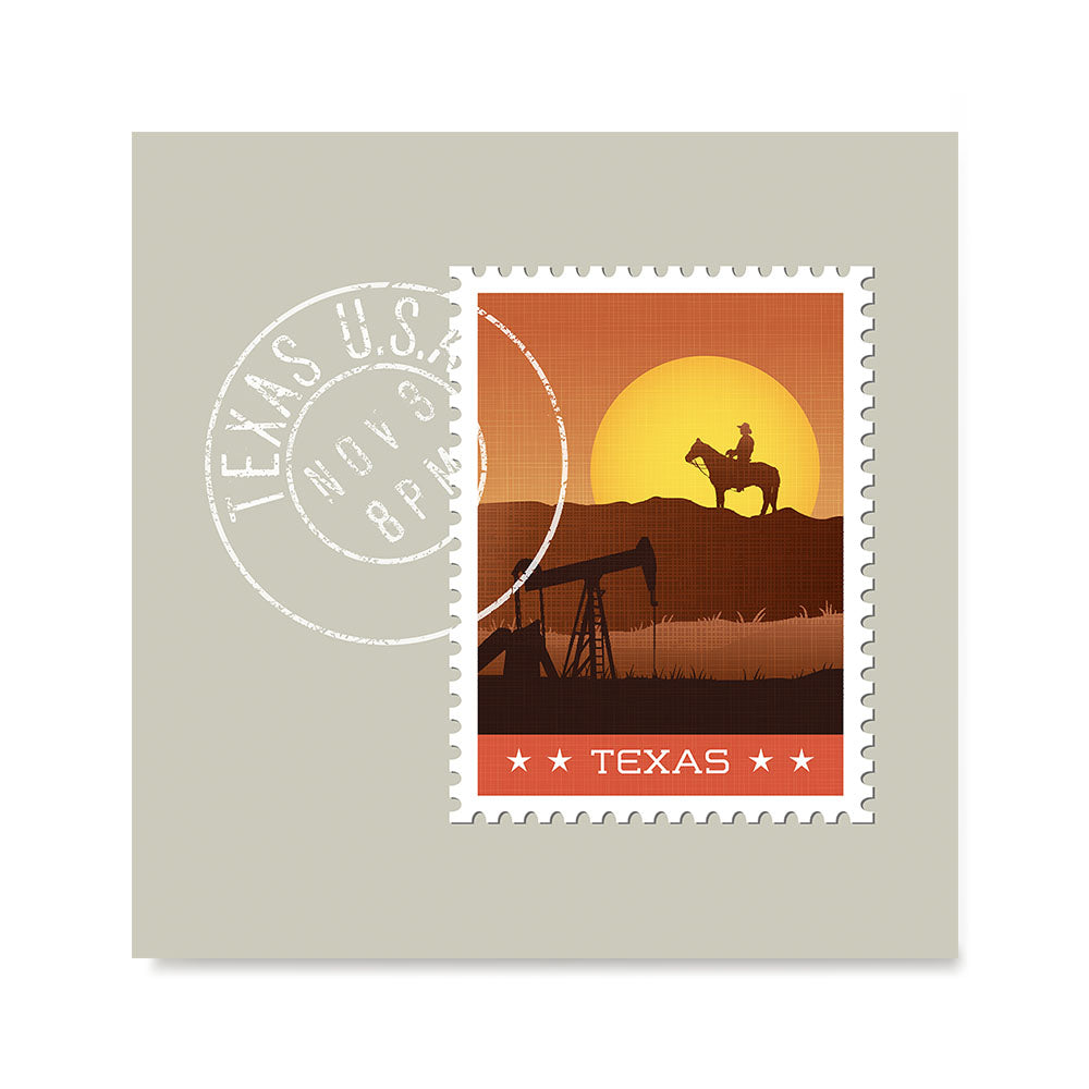 Ezposterprints - TEXAS - Retro USA State Stamp Posters Collection
