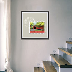 Ezposterprints - VERMONT - Retro USA State Stamp Posters Collection - 16x16 ambiance display photo sample