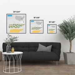 Ezposterprints - Tennessee (TN) State - General Reference Map ambiance display photo sample