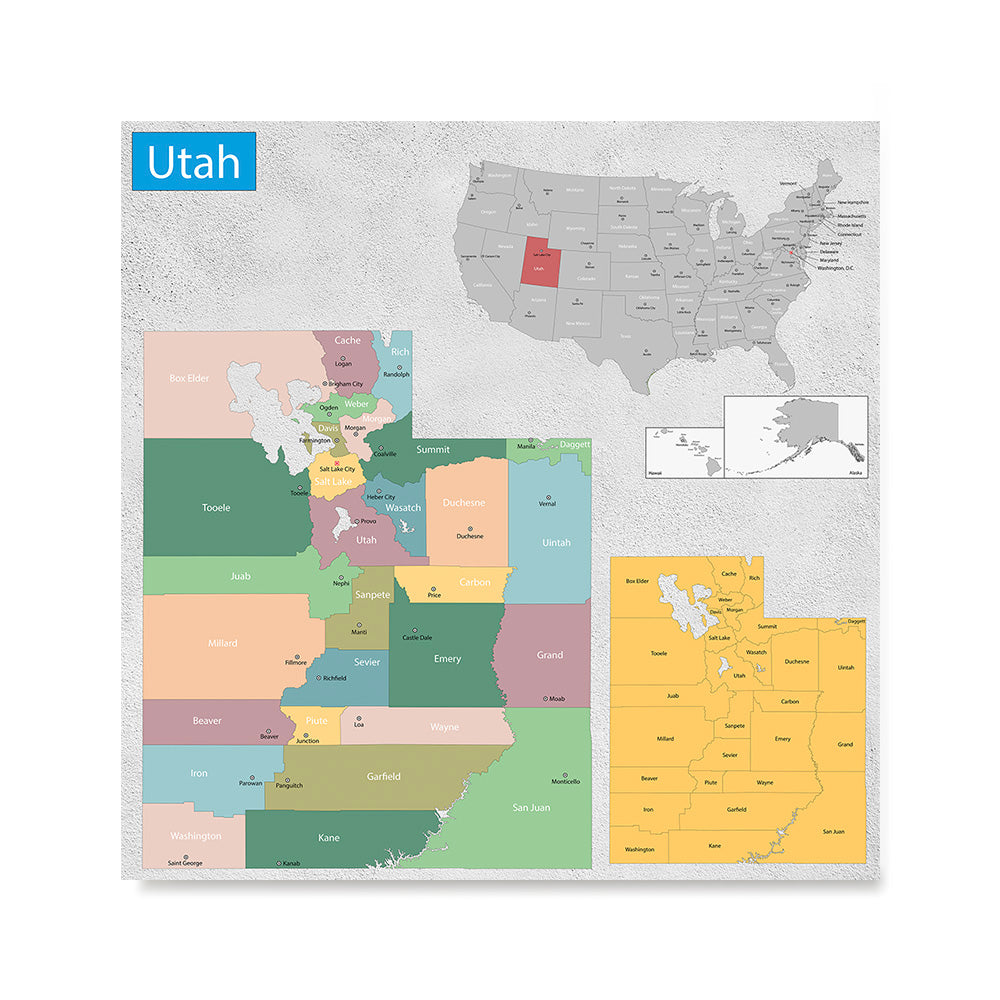 Utah (UT) State - General Reference Map, USA States Maps Posters ...