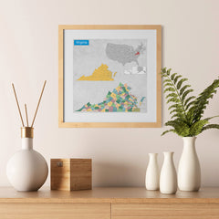 Ezposterprints - Virginia (VA) State - General Reference Map - 12x12 ambiance display photo sample