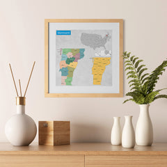 Ezposterprints - Vermont (VT) State - General Reference Map - 12x12 ambiance display photo sample