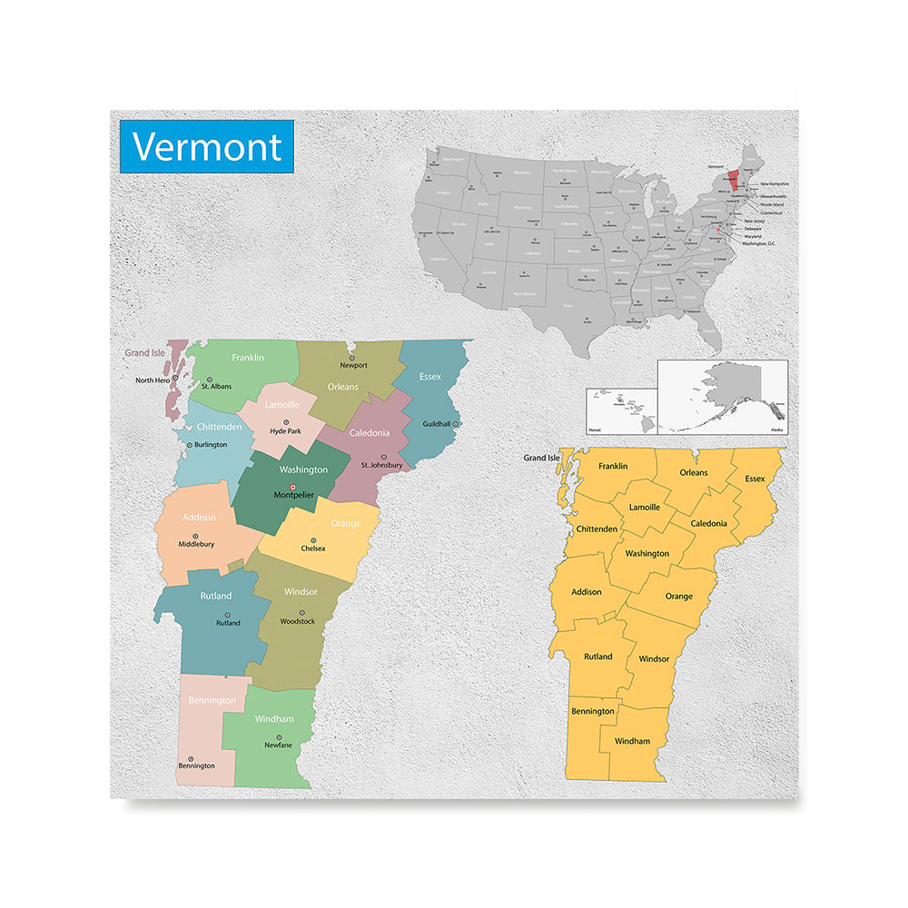 Ezposterprints - Vermont (VT) State - General Reference Map