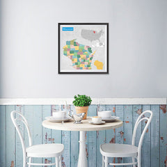 Ezposterprints - Wisconsin (WI) State - General Reference Map - 16x16 ambiance display photo sample