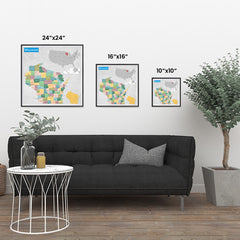 Ezposterprints - Wisconsin (WI) State - General Reference Map ambiance display photo sample