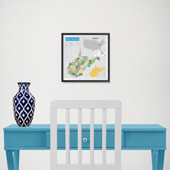 Ezposterprints - West Virginia (WV) State - General Reference Map - 10x10 ambiance display photo sample