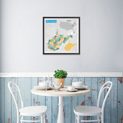 Ezposterprints - West Virginia (WV) State - General Reference Map - 16x16 ambiance display photo sample