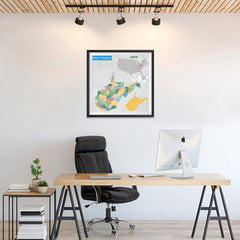 Ezposterprints - West Virginia (WV) State - General Reference Map - 24x24 ambiance display photo sample