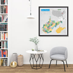 Ezposterprints - West Virginia (WV) State - General Reference Map - 32x32 ambiance display photo sample