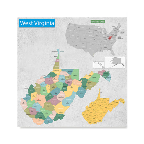 Ezposterprints - West Virginia (WV) State - General Reference Map