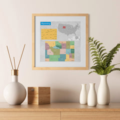 Ezposterprints - Wyoming (WY) State - General Reference Map - 12x12 ambiance display photo sample