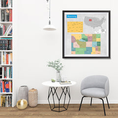 Ezposterprints - Wyoming (WY) State - General Reference Map - 32x32 ambiance display photo sample