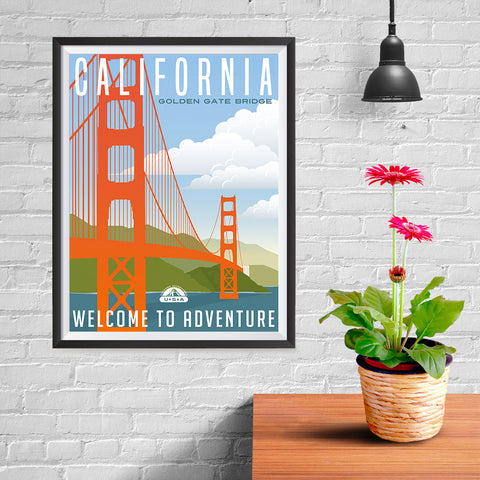 Ezposterprints - CALIFORNIA Retro Travel Poster - 12x16 ambiance display photo sample