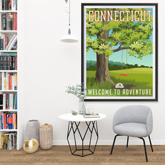 Ezposterprints - CONNECTICUT Retro Travel Poster - 36x48 ambiance display photo sample
