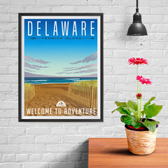 Ezposterprints - DELAWARE Retro Travel Poster - 12x16 ambiance display photo sample