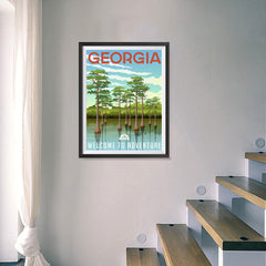 Ezposterprints - GEORGIA Retro Travel Poster - 18x24 ambiance display photo sample