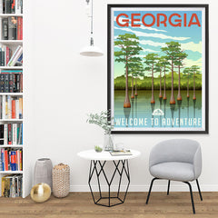 Ezposterprints - GEORGIA Retro Travel Poster - 36x48 ambiance display photo sample