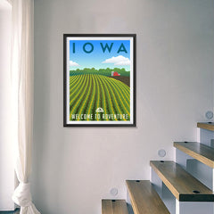 Ezposterprints - IOWA Retro Travel Poster - 18x24 ambiance display photo sample