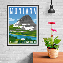 Ezposterprints - MONTANA Retro Travel Poster - 12x16 ambiance display photo sample