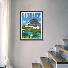 Ezposterprints - MONTANA Retro Travel Poster - 18x24 ambiance display photo sample