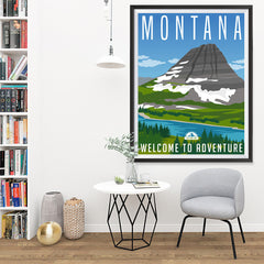 Ezposterprints - MONTANA Retro Travel Poster - 36x48 ambiance display photo sample