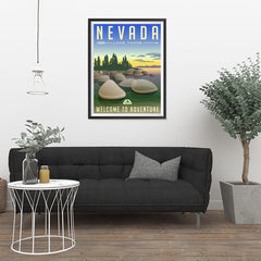 Ezposterprints - NEVADA Retro Travel Poster - 24x32 ambiance display photo sample
