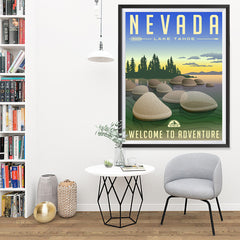 Ezposterprints - NEVADA Retro Travel Poster - 36x48 ambiance display photo sample