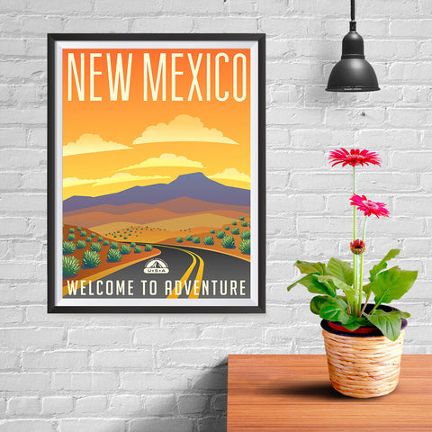 Ezposterprints - NEW MEXICO Retro Travel Poster - 12x16 ambiance display photo sample