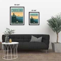 Ezposterprints - NORTH CAROLINA Retro Travel Poster ambiance display photo sample