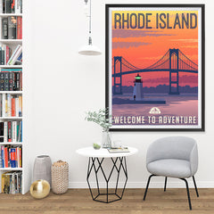 Ezposterprints - RHODE ISLAND Retro Travel Poster - 36x48 ambiance display photo sample